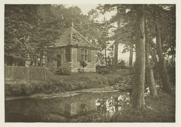Framed Print : Walton and Cottons Fishing House, Beresford Dale, 1880s. Creator: Peter Henry Emerson Framed Print : Walton and Cottons Fishing House, Beresford Dale, 1880s. Creator: Peter Henry Emerson