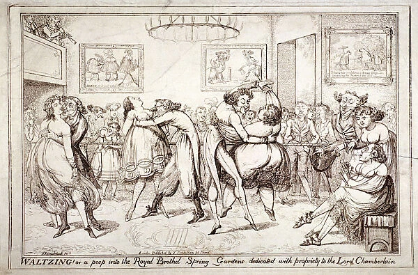 Waltzing! Or a peep into the Royal Brothel, Spring Gardens, London, c1816. Artist