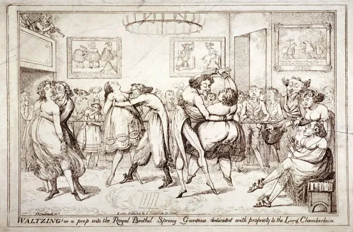Framed Print : Waltzing! Or a peep into the Royal Brothel, Spring Gardens, London, c1816. Artist Framed Print : Waltzing! Or a peep into the Royal Brothel, Spring Gardens, London, c1816. Artist