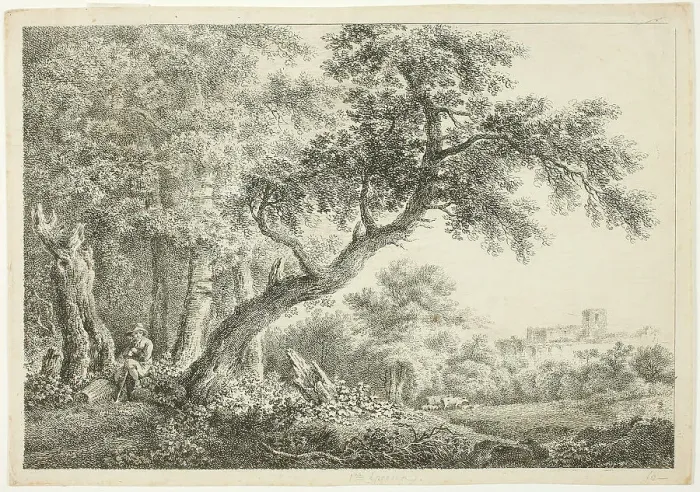 Framed Print : Wanderer Resting in the Forest, n.d. Creator: Martin von Molitor Framed Print : Wanderer Resting in the Forest, n.d. Creator: Martin von Molitor