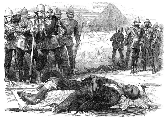 Framed Print : The War in Abyssinia: King Theodore, as he lay dead at Magdala, April 13, 1868. Creator: Unknown Framed Print : The War in Abyssinia: King Theodore, as he lay dead at Magdala, April 13, 1868. Creator: Unknown