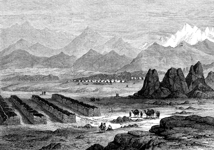 Framed Print : The War in Afghanistan: General Gough's camp at Gundamuk, 1880. Creator: Unknown Framed Print : The War in Afghanistan: General Gough's camp at Gundamuk, 1880. Creator: Unknown