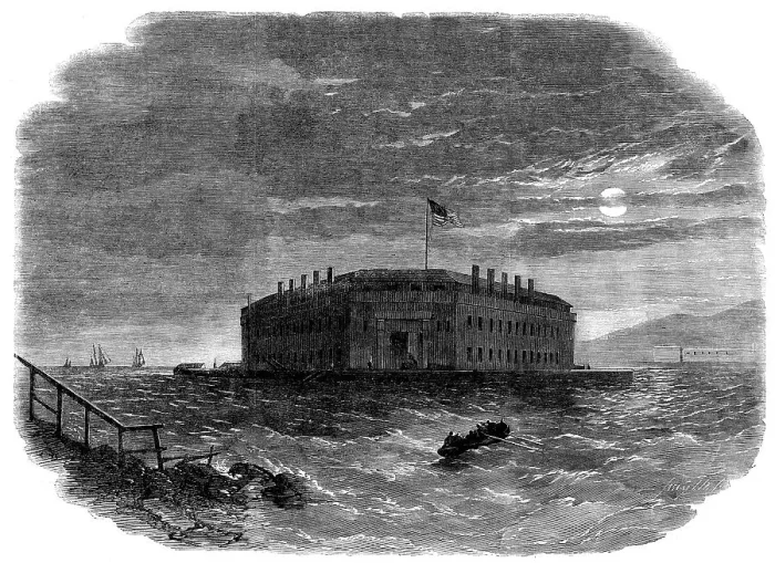 Framed Print : The War in America: Fort Lafayette, the Federal Bastille for political prisoners, 1862. Creator: Smyth Framed Print : The War in America: Fort Lafayette, the Federal Bastille for political prisoners, 1862. Creator: Smyth