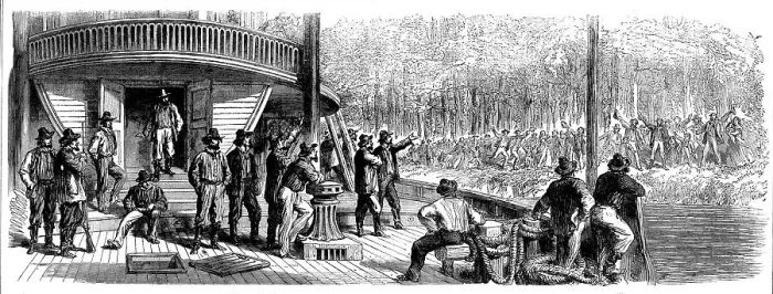 Framed Print : The War in America: refugees from southern cities on the Mississippi, from a sketch by our... 1862. Creator: Unknown Framed Print : The War in America: refugees from southern cities on the Mississippi, from a sketch by our... 1862. Creator: Unknown