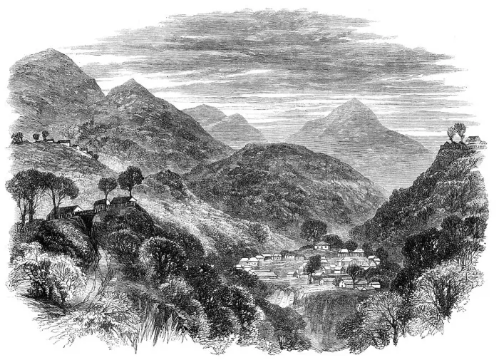 Framed Print : The War in Bhootan: view of Buxa Dooars, 1865. Creator: Unknown Framed Print : The War in Bhootan: view of Buxa Dooars, 1865. Creator: Unknown