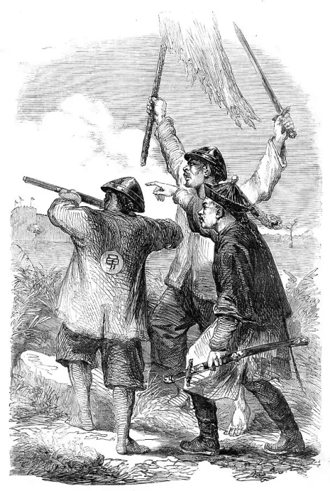 Framed Print : The War in China - Chinese Mandarin and Soldiers, 1857. Creator: Unknown Framed Print : The War in China - Chinese Mandarin and Soldiers, 1857. Creator: Unknown