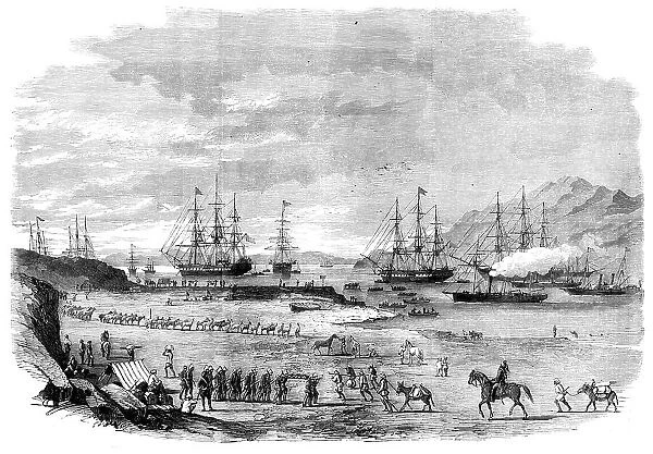 The War in China - departure from Hockly Pier, Odin Bay, of the Sikh Cavalry and troops... 1860. Creator: Unknown