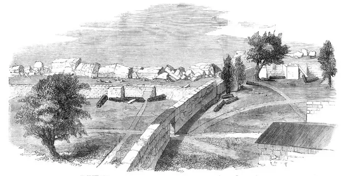 Framed Print : The War with China - Interior of the Anunghoy Bogue Forts, sketched after their demolition... 1857. Creator: Unknown Framed Print : The War with China - Interior of the Anunghoy Bogue Forts, sketched after their demolition... 1857. Creator: Unknown