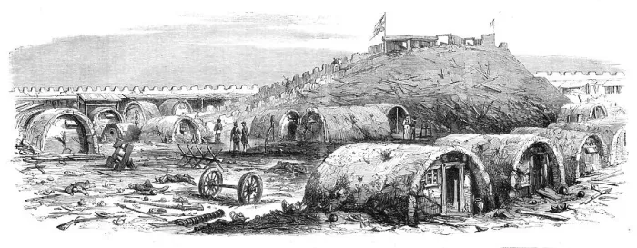 Framed Print : The War in China - interior of the North Fort Peiho - from a sketch by our special artist, 1860. Creator: Unknown Framed Print : The War in China - interior of the North Fort Peiho - from a sketch by our special artist, 1860. Creator: Unknown
