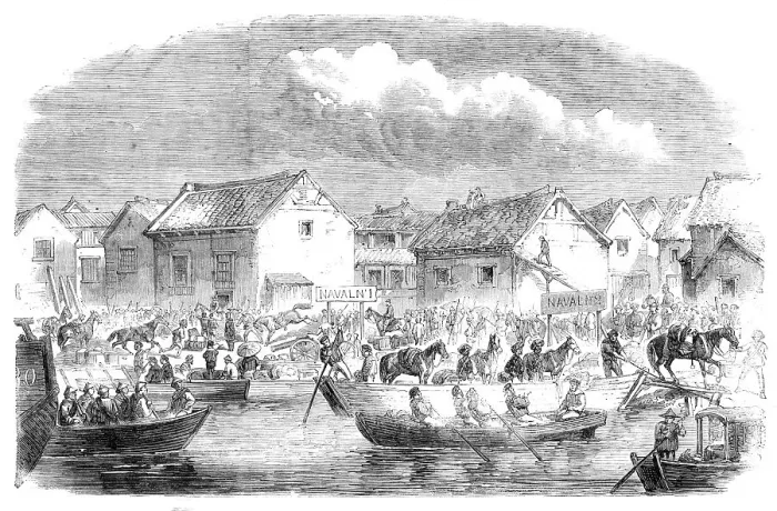 Framed Print : The War in China - the landing of British troops at Pehtang... 1860. Creator: Unknown Framed Print : The War in China - the landing of British troops at Pehtang... 1860. Creator: Unknown