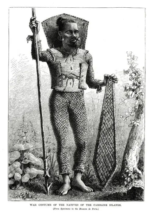 Framed Print : War Costume of the Natives of the Caroline Islands, central Pacific Ocean, 1877 Framed Print : War Costume of the Natives of the Caroline Islands, central Pacific Ocean, 1877