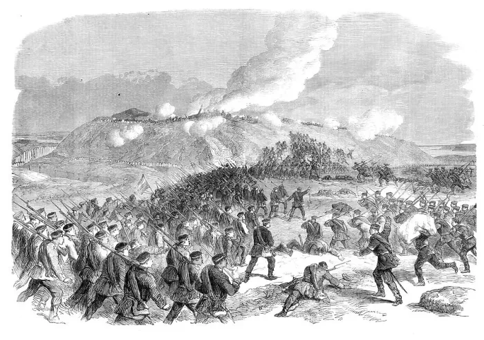 Framed Print : The War in Denmark: the assault on No. 4 Redoubt at Düppel...by our special artist, 1864. Creator: Unknown Framed Print : The War in Denmark: the assault on No. 4 Redoubt at Düppel...by our special artist, 1864. Creator: Unknown