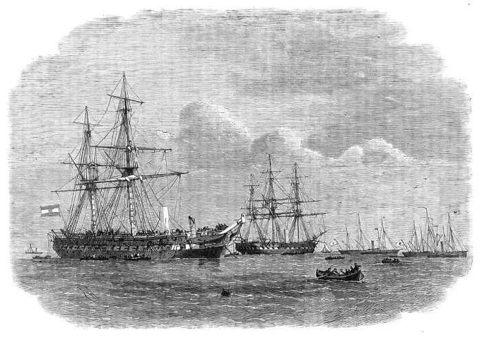Framed Print : The War in Denmark: the Austro-Prussian Squadron at Cuxhaven after its defeat off Heligoland, 1864. Creator: Smyth Framed Print : The War in Denmark: the Austro-Prussian Squadron at Cuxhaven after its defeat off Heligoland, 1864. Creator: Smyth