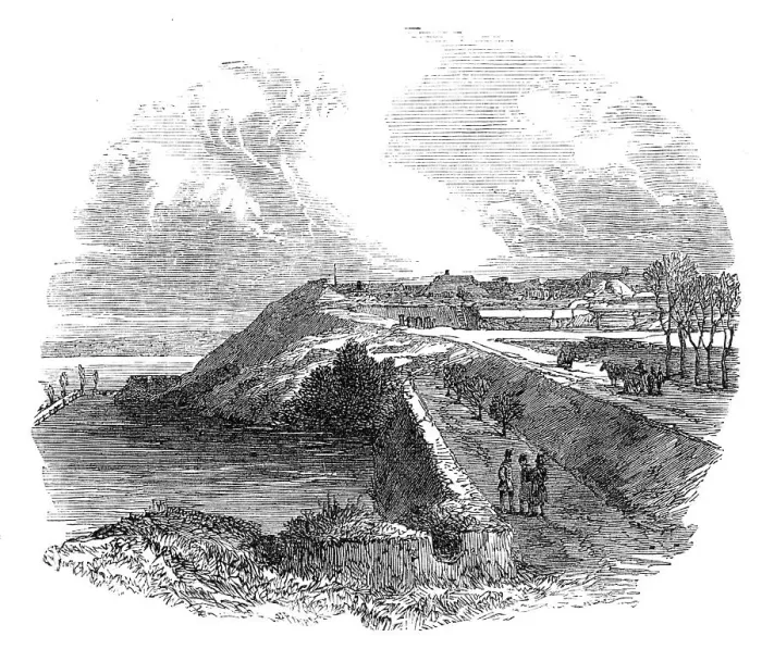 Framed Print : The War in Denmark: fortifications of Fredericia - the Oldenburg Bastion, 1864. Creator: Unknown Framed Print : The War in Denmark: fortifications of Fredericia - the Oldenburg Bastion, 1864. Creator: Unknown