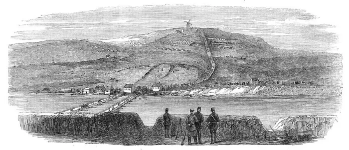 Framed Print : The War in Denmark: rear view of the Düppel position, from the Church Battery, Sonderburg, 1864. Creator: Unknown Framed Print : The War in Denmark: rear view of the Düppel position, from the Church Battery, Sonderburg, 1864. Creator: Unknown