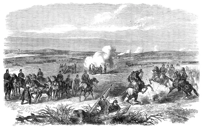 Framed Print : The War in Denmark: a skirmish near Fredericia, 1864. Creator: Unknown Framed Print : The War in Denmark: a skirmish near Fredericia, 1864. Creator: Unknown