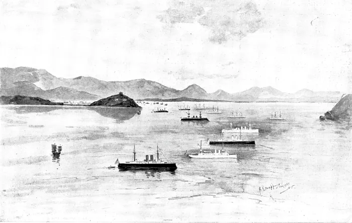 Framed Print : The War in Eastern Asia: before the attack on Wei-Hai-Wei, 1895. Creator: Unknown Framed Print : The War in Eastern Asia: before the attack on Wei-Hai-Wei, 1895. Creator: Unknown