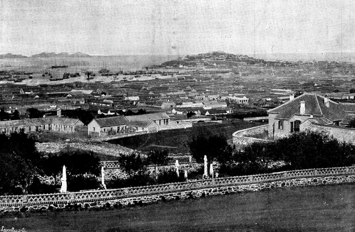 Framed Print : The War in Eastern Asia: Chefoo, looking towards the sea, 1895. Creator: Lascelles Framed Print : The War in Eastern Asia: Chefoo, looking towards the sea, 1895. Creator: Lascelles