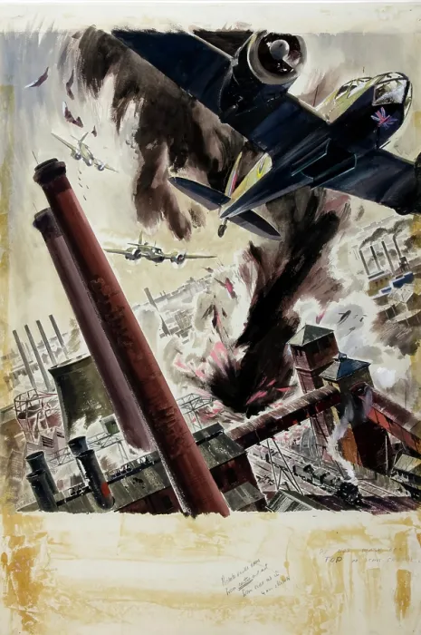 Framed Print : War Effort Bombing scene, between 1939 and 1946. Creators: Central Office of Information, James Gardner Framed Print : War Effort Bombing scene, between 1939 and 1946. Creators: Central Office of Information, James Gardner
