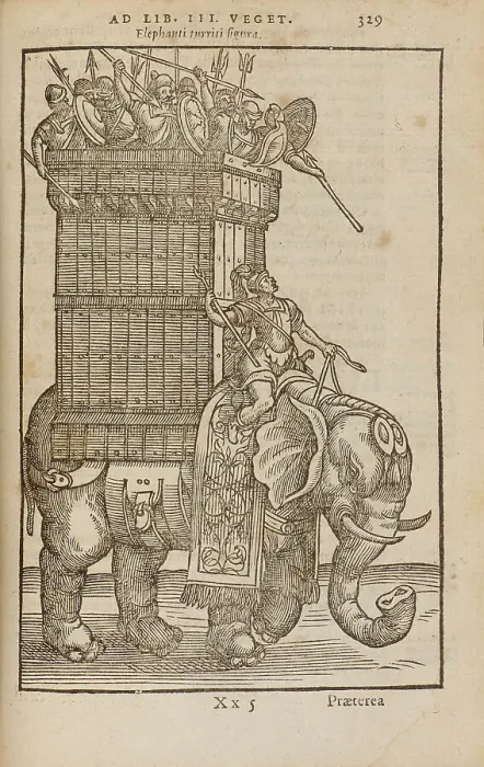 Framed Print : War elephant. From De re militari by Vegetius, 1592. Creator: Anonymous. War elephant. From De re militari by Vegetius, 1592. Creator: Anonymous