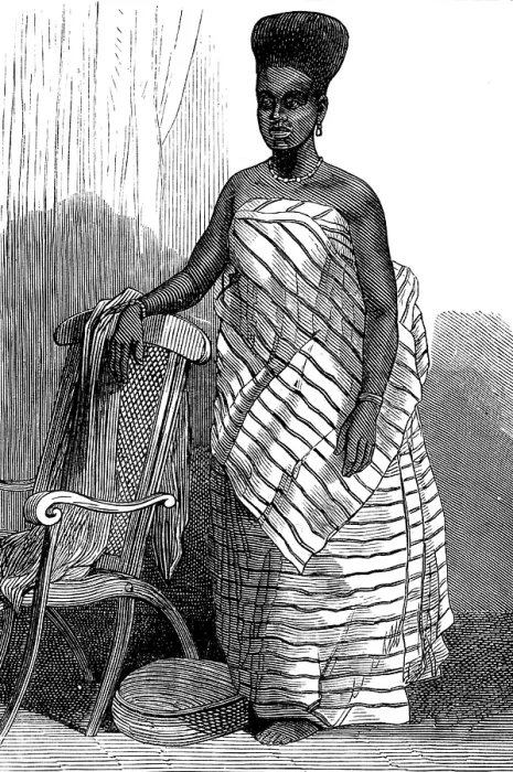 Framed Print : The War on the Gold Coast: a belle of Cape Coast Castle, 1873. Creator: Unknown Framed Print : The War on the Gold Coast: a belle of Cape Coast Castle, 1873. Creator: Unknown