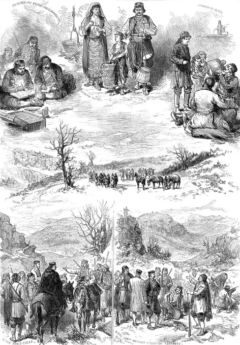 Framed Print : The War in the Herzegovina: sketches by our special artist, 1876. Creator: Unknown Framed Print : The War in the Herzegovina: sketches by our special artist, 1876. Creator: Unknown