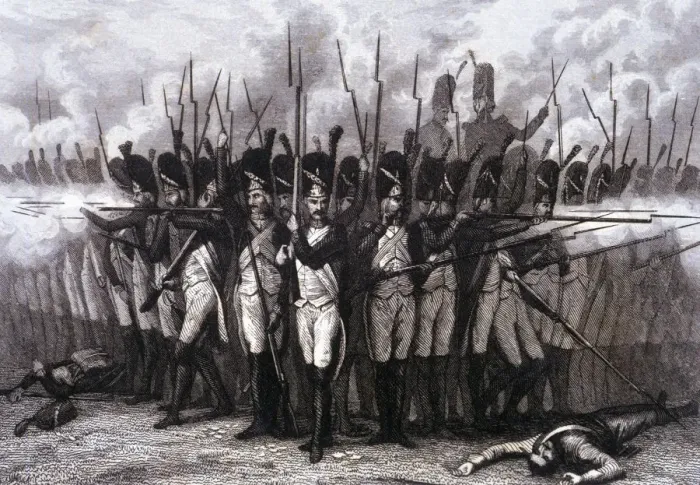 Framed Print : War of Independence, the French infantry at the Battle of Bailen forming to defend Framed Print : War of Independence, the French infantry at the Battle of Bailen forming to defend