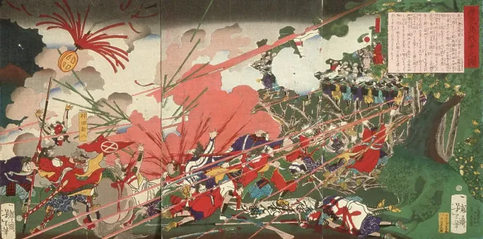 Framed Print : The War at Kagoshima, 1877. Creator: Tsukioka Yoshitoshi Framed Print : The War at Kagoshima, 1877. Creator: Tsukioka Yoshitoshi
