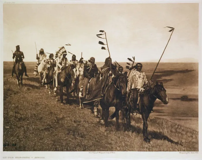 Framed Print : On the War Path - Atsina, 1908. Artist: John Andrew & Son Framed Print : On the War Path - Atsina, 1908. Artist: John Andrew & Son