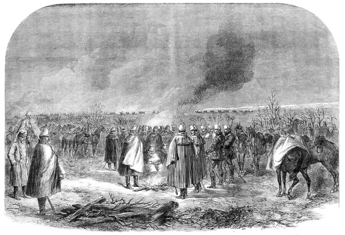 Framed Print : The War in Schleswig: the 9th regiment of hussars...bivouacking on the battlefield... 1864. Creator: Unknown Framed Print : The War in Schleswig: the 9th regiment of hussars...bivouacking on the battlefield... 1864. Creator: Unknown