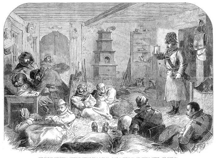Framed Print : The War in Schleswig: Austrian outpost near Lottorf - from a sketch by our special artist, 1864. Creator: Unknown Framed Print : The War in Schleswig: Austrian outpost near Lottorf - from a sketch by our special artist, 1864. Creator: Unknown