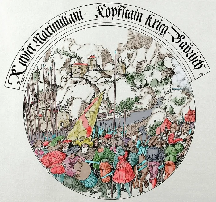 Framed Print : War of the Succession of Landshut, Siege of Kufstein, 1505, (1882). Creator: Unknown Framed Print : War of the Succession of Landshut, Siege of Kufstein, 1505, (1882). Creator: Unknown