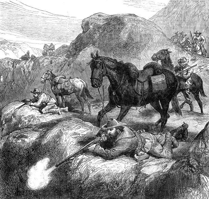 Framed Print : The War in the Transvaal: the Boers method of fighting, 1881. Creator: Unknown. The War in the Transvaal: the Boers method of fighting, 1881. Creator: Unknown Framed Print : The War in the Transvaal: the Boers method of fighting, 1881. Creator: Unknown. The War in the Transvaal: the Boers method of fighting, 1881. Creator: Unknown