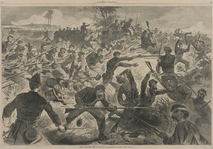 Framed Print : The War for the Union - A Bayonet Charge, 1862. Creator: Unknown