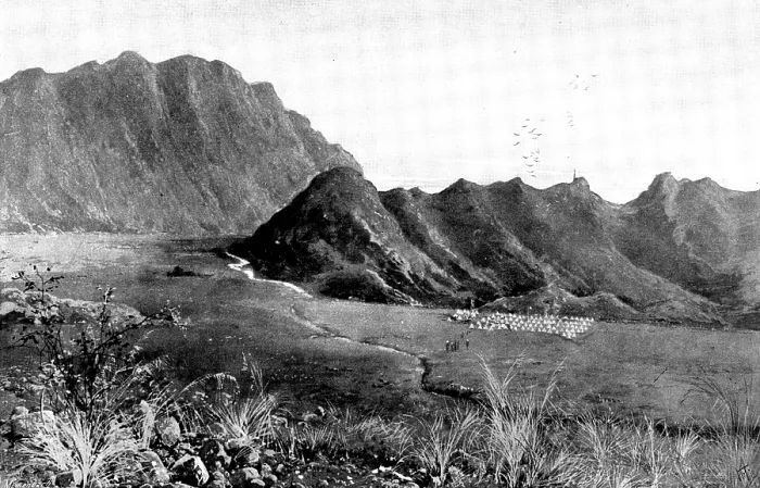 Framed Print : The War in Waziristan: Camp Wano attacked by Mahsud Waziris, November 3, 1894, (1895). Creator: George Meisenbach