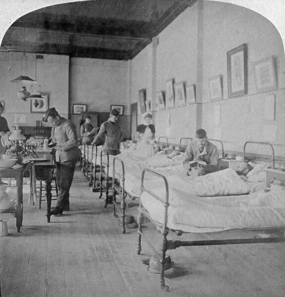 Ward in General Hospital No 10, formerly Greys College, Bloemfontein, South Africa, 1901. Artist: Underwood & Underwood