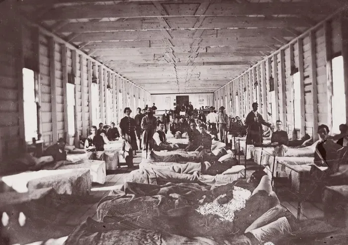 Framed Print : Ward in Hospital. Convalescent Camp, Alexandria Virginia, 1861-65. Creator: Unknown Framed Print : Ward in Hospital. Convalescent Camp, Alexandria Virginia, 1861-65. Creator: Unknown