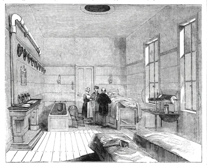 Framed Print : Ward of the Receiving-House of the Royal Humane Society, 1844. Creator: Unknown Framed Print : Ward of the Receiving-House of the Royal Humane Society, 1844. Creator: Unknown