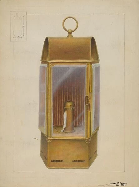 Wardroom Lamp from 'Constitution', c. 1937. Creator: James M. Lawson