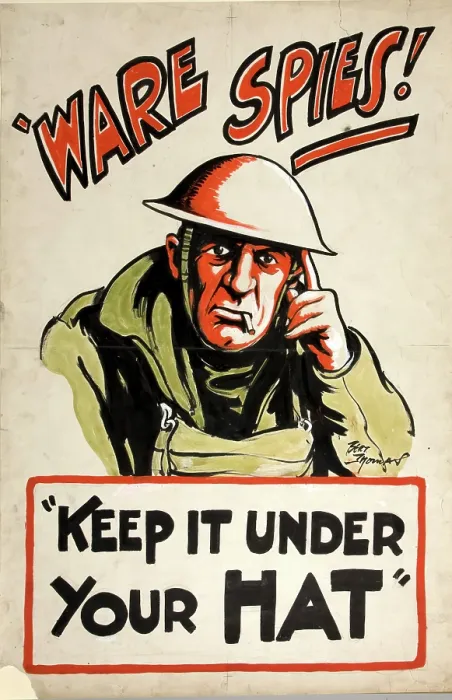 Framed Print : Ware spies! Keep it under your hat, World War II poster, 1939-1946 Framed Print : Ware spies! Keep it under your hat, World War II poster, 1939-1946