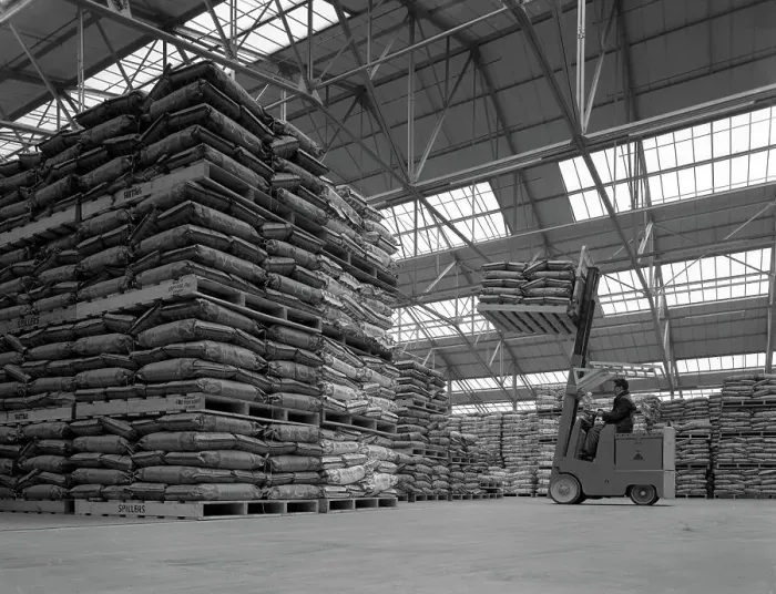 Framed Print : Warehouse scene with forklift truck, Spillers Foods, Gainsborough, Lincolnshire, 1961 Framed Print : Warehouse scene with forklift truck, Spillers Foods, Gainsborough, Lincolnshire, 1961