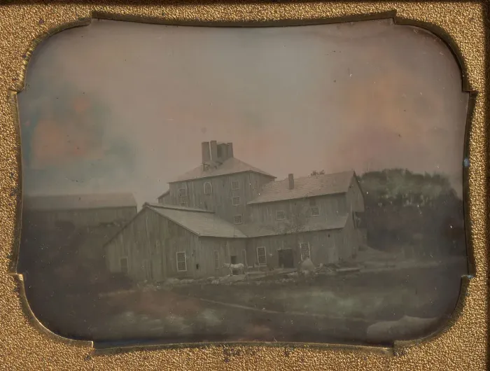 Framed Print : Mill or Warehouse with Vertical Clapboard Siding, 1850s. Creator: Unknown Framed Print : Mill or Warehouse with Vertical Clapboard Siding, 1850s. Creator: Unknown
