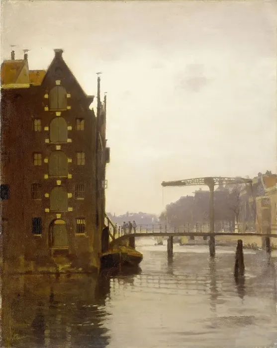 Framed Print : Warehouses on a canal at Uilenburg, Amsterdam, 1885-1922. Creator: Willem Witsen