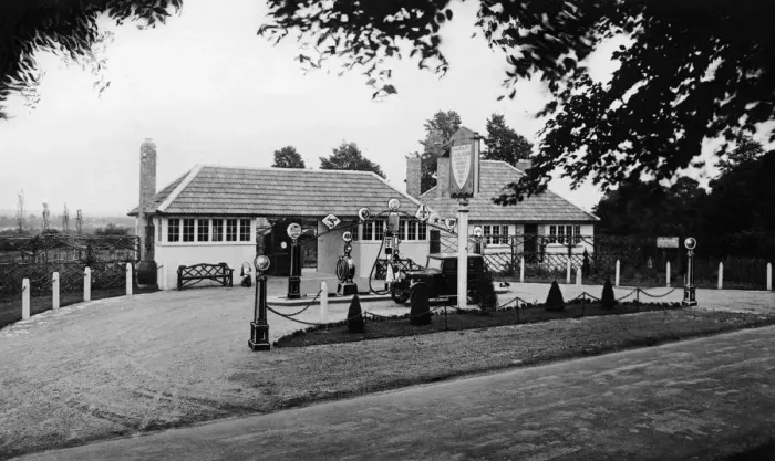 Framed Print : Waresley petrol station at Hartlebury 1929. Creator: Unknown Framed Print : Waresley petrol station at Hartlebury 1929. Creator: Unknown