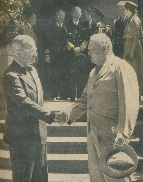 Warm Handshake Between Premier and President, 1945