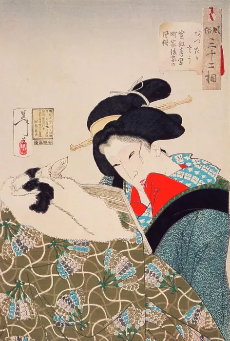 Framed Print : Warm: An Urban Widow of the Kansei Period (1789-1800), 1888. Creator: Tsukioka Yoshitoshi Framed Print : Warm: An Urban Widow of the Kansei Period (1789-1800), 1888. Creator: Tsukioka Yoshitoshi