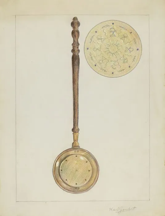 Framed Print : Warming Pan, 1935 / 1942. Creator: Karl Joubert Framed Print : Warming Pan, 1935 / 1942. Creator: Karl Joubert