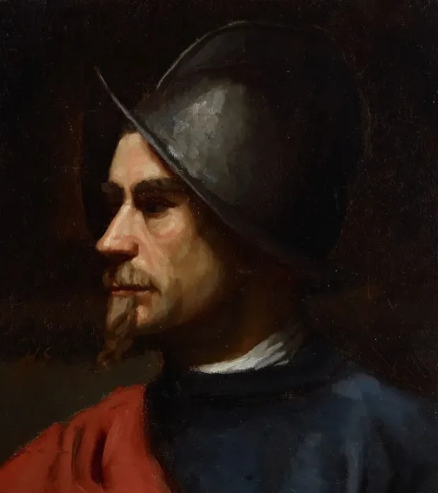 Framed Print : Warrior in Helmet, 1875-1880. Creator: Helene Schjerfbeck Framed Print : Warrior in Helmet, 1875-1880. Creator: Helene Schjerfbeck