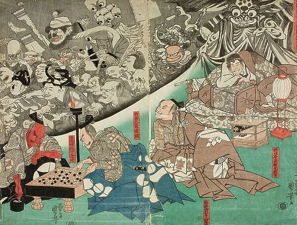 Warrior Minamoto Raiko and the Earth Spider (image 1 of 2), Mid 1840s. Creator: Utagawa Kuniyoshi