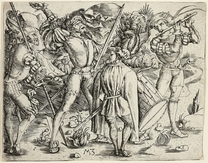 Framed Print : The Warriors, c. 1500. Creator: Master MZ Framed Print : The Warriors, c. 1500. Creator: Master MZ